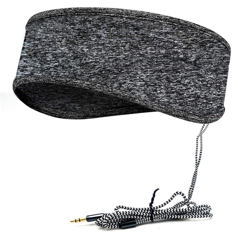 foto del prodotto fascia per dormire con auricolari, fascia elastica morbida cablata da 3,5 mm con altoparlanti sottili, comodi auricolari per dormire