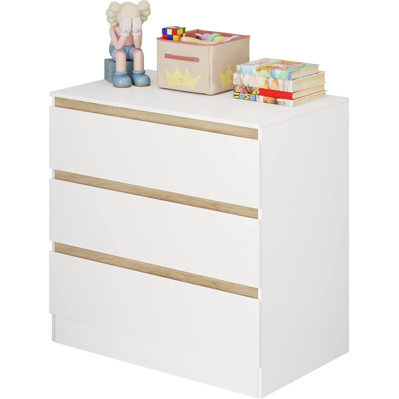 foto del prodotto fasciatoio baby cassettiera con 3 cassetti scorrevoli per cameretta unisex woltu