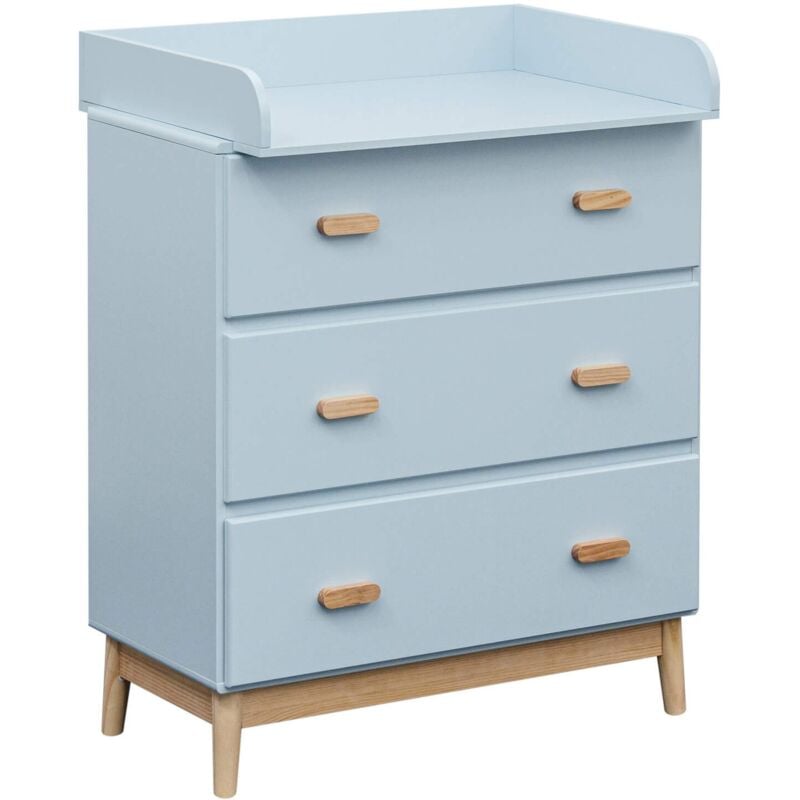 foto del prodotto fasciatoio rebecca mobili deble 100x80x42 mdf legno celeste marrone scandinavo