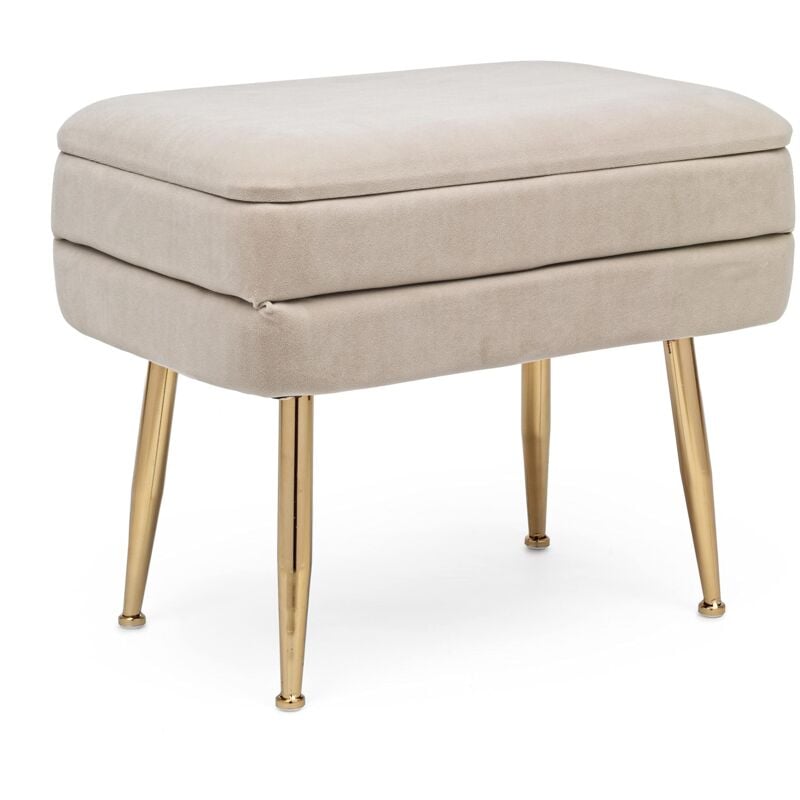 foto del prodotto fashion commerce konte.design panca contenitore pavlina, tessuto effetto velluto beige, 50 x 35 x 42 cm