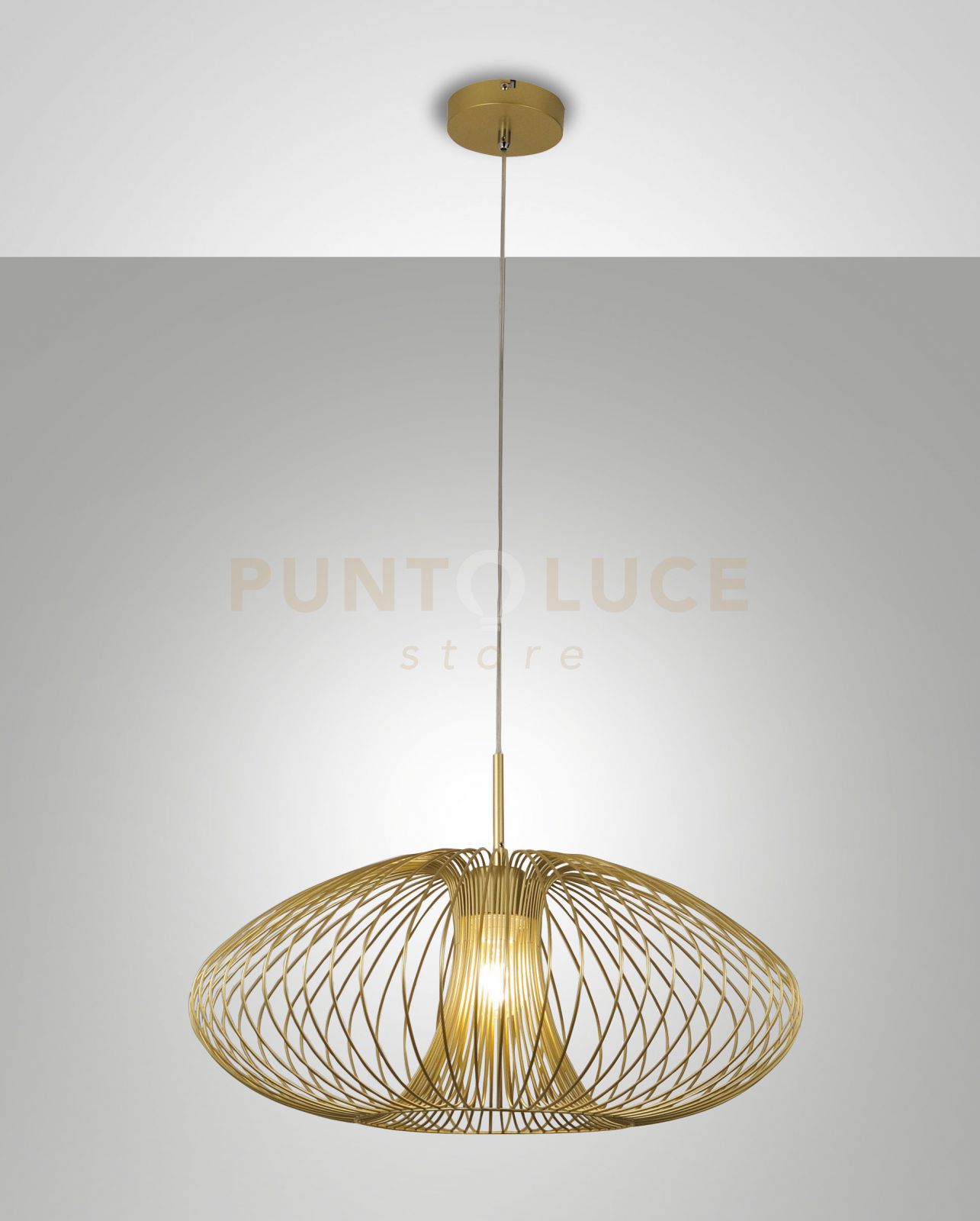 foto del prodotto fassa lampadario a sospensione oro opaco 1 luce attacco e27 d.60cm