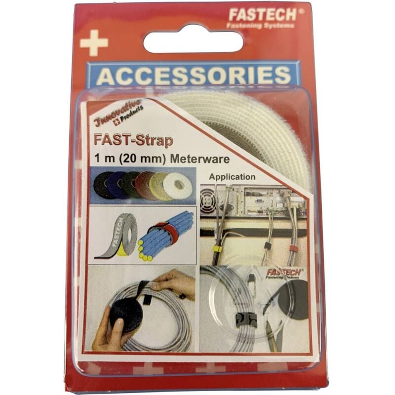 foto del prodotto fastech 910 010 nastro a strappo per raggruppare lato morbido e lato rigido l x l 1000 mm x 20 mm bianco 1 m