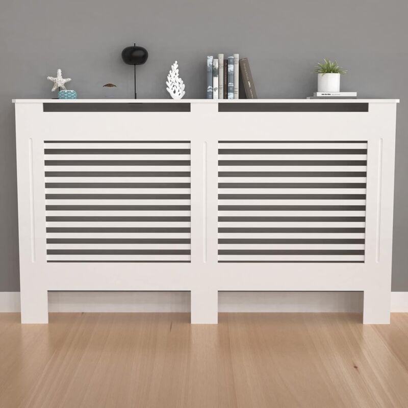 foto del prodotto fativo copritermosifone legno moderno bianco altezza interno 90 cm copertura termosifone in mdf copriradiatore l taglia grande