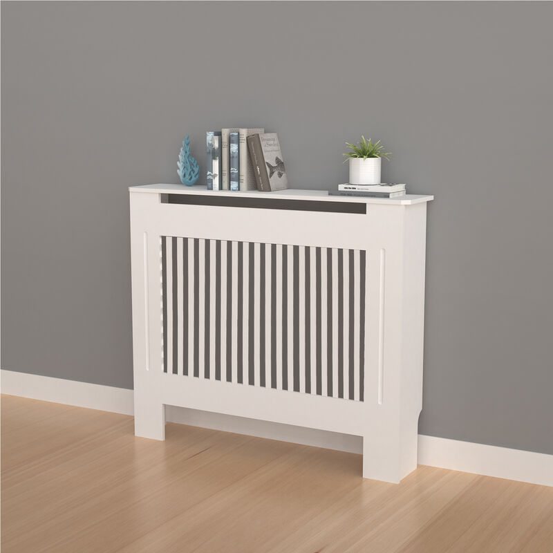 foto del prodotto fativo copritermosifone legno moderno bianco altezza interno 90 cm copertura termosifone in mdf copriradiatore m taglia media