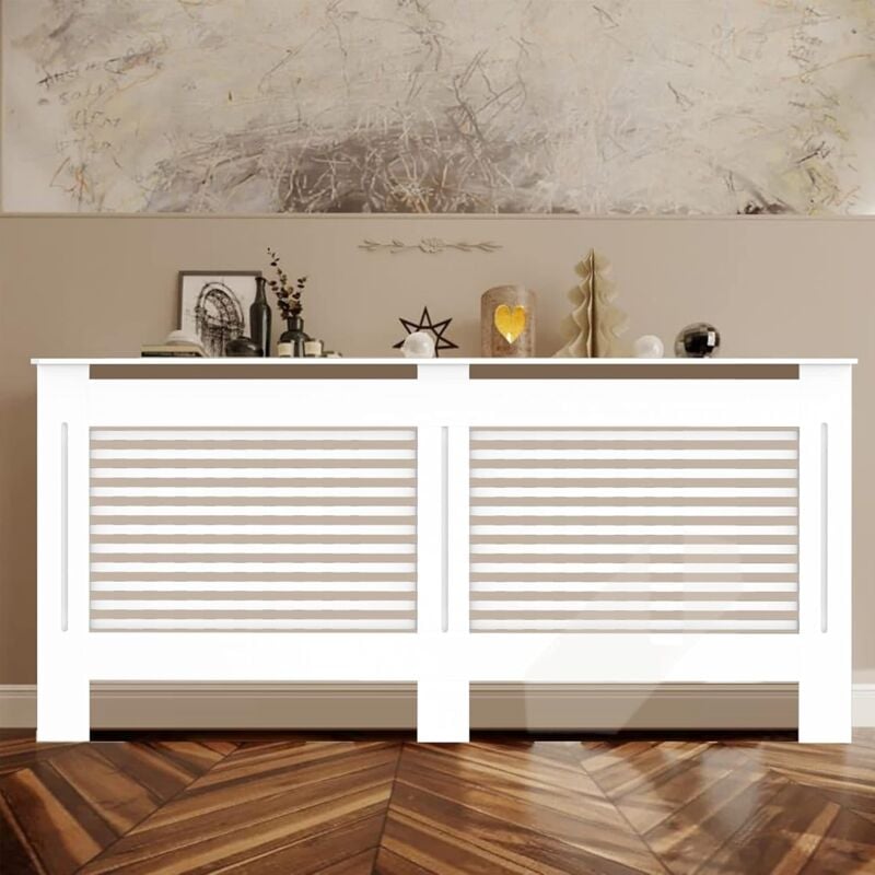 foto del prodotto fativo copritermosifone legno moderno bianco altezza interno 90 cm copertura termosifone in mdf copriradiatore xl grande