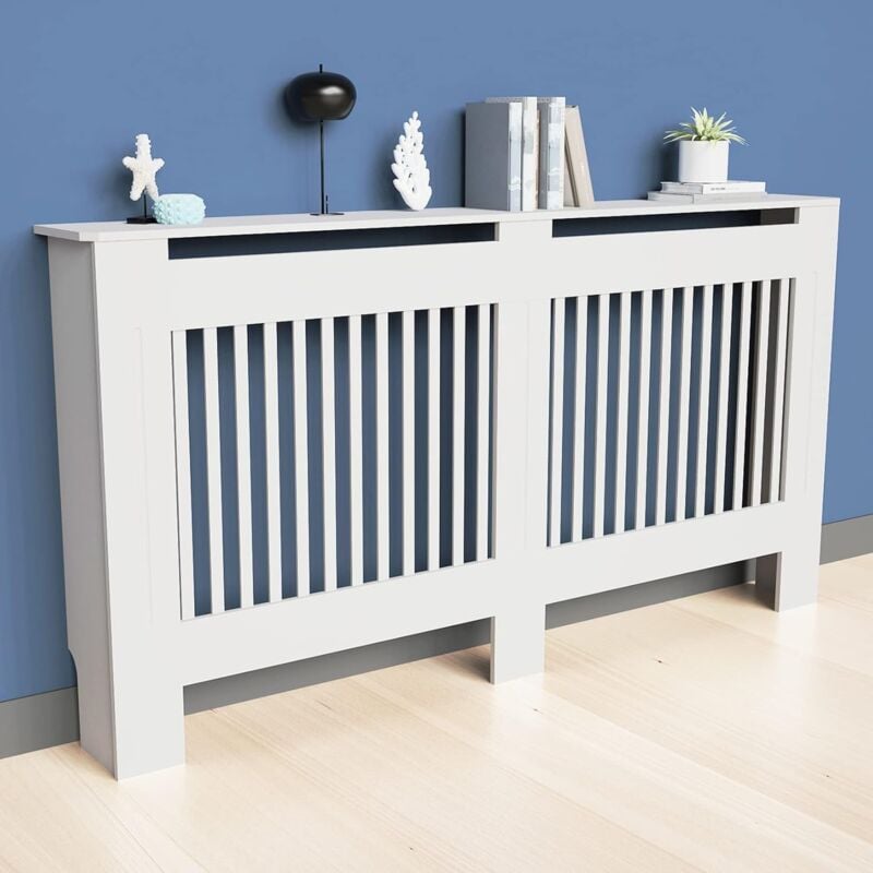foto del prodotto fativo copritermosifone legno moderno bianco altezza interno 90 cm copertura termosifone in mdf copriradiatore xl grande