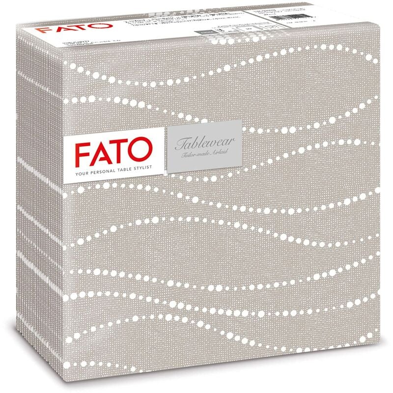 immagine 0 del prodotto fato, tovaglioli in carta a secco, airlaid, effetto tessuto, confezione da 50 tovaglioli, formato 40x40 piegato in 4, decoro perle tortora