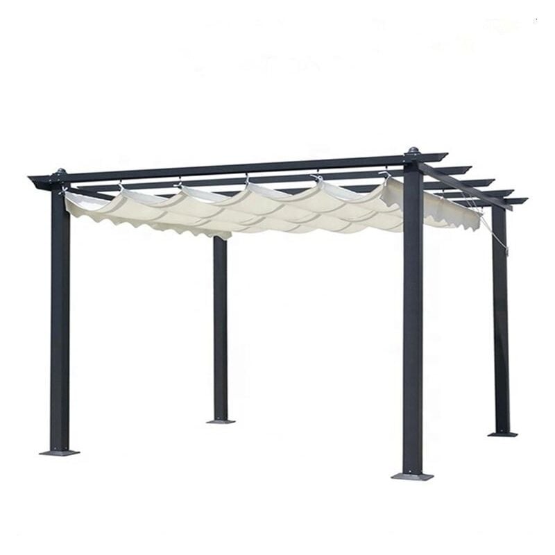 foto del prodotto fatto per voi gazebo pergola scorrevole zenone mt.3x4 struttura in metallo grigio con telo bianco