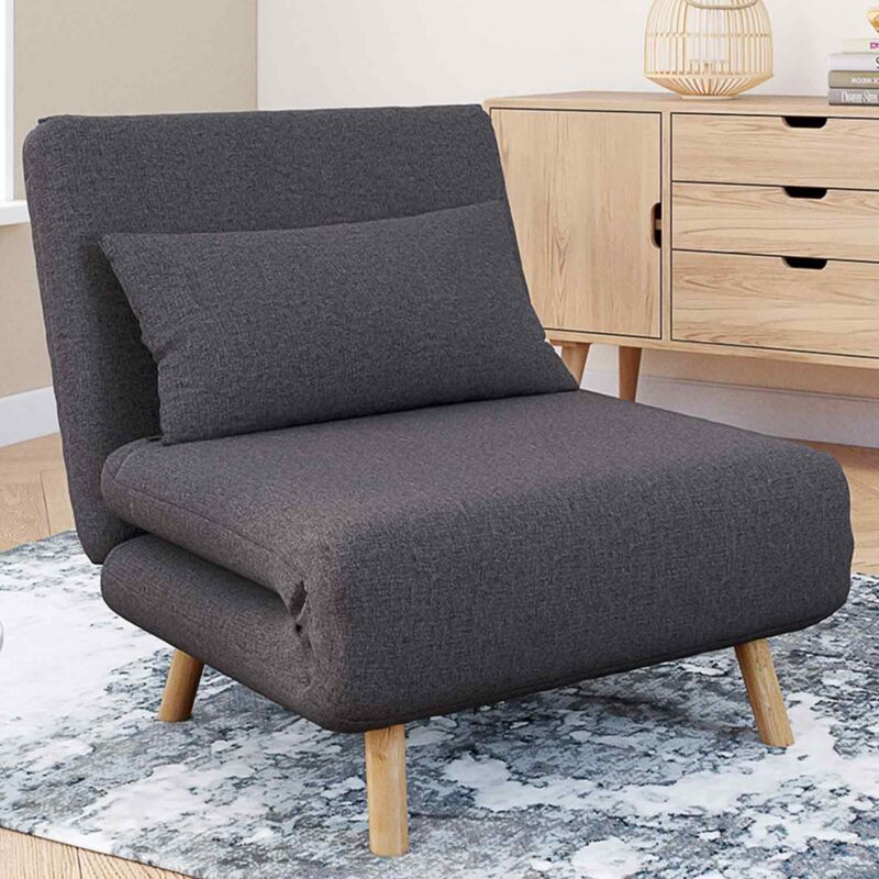 foto del prodotto fauteuil convertible romeo lit d appoint 1 place 80x190 cm tissu gris anthracite