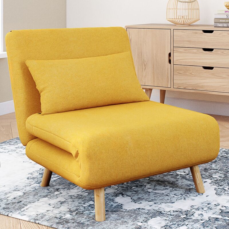 foto del prodotto fauteuil convertible romeo lit d appoint 1 place 80x190 cm tissu jaune