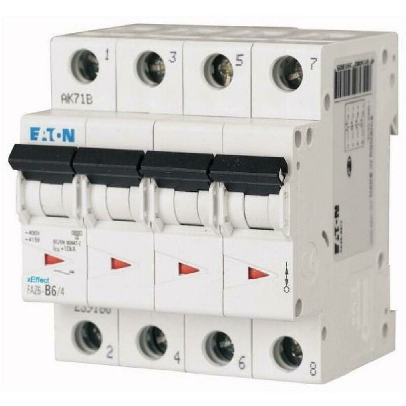 foto del prodotto faz6 c40 4 interruttore magnetotermico 6ka 4p c 40a 239222 eaton