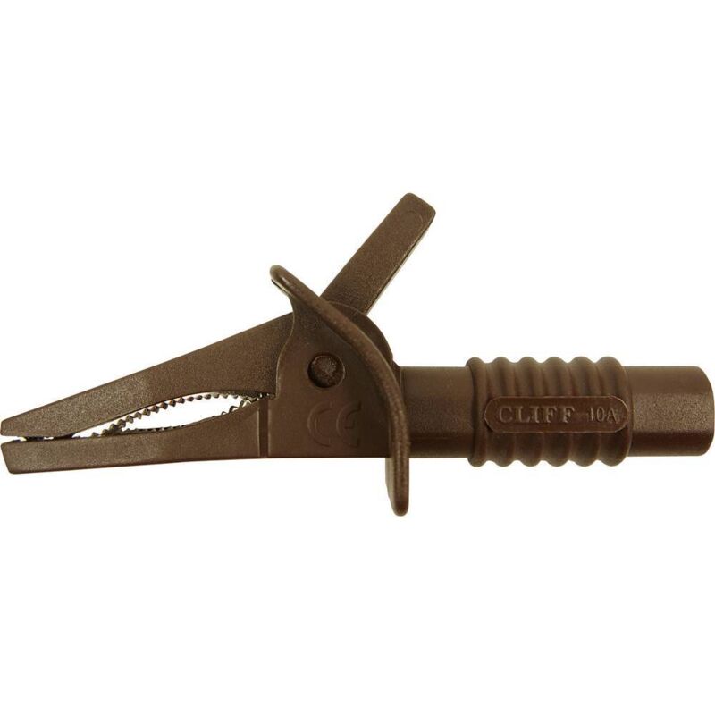 foto del prodotto fcr7944 morsetto a clip coccodrillo isolato connettore 4 mm cat ii 1000 v, cat iii 600 v marrone cliff