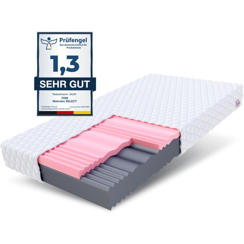 foto del prodotto fdm materasso select max 140x200 cm in schiuma fredda altezza 24 cm durezza h3 e h4 schiuma memory oeko tex adatto per chi soffre di allergie