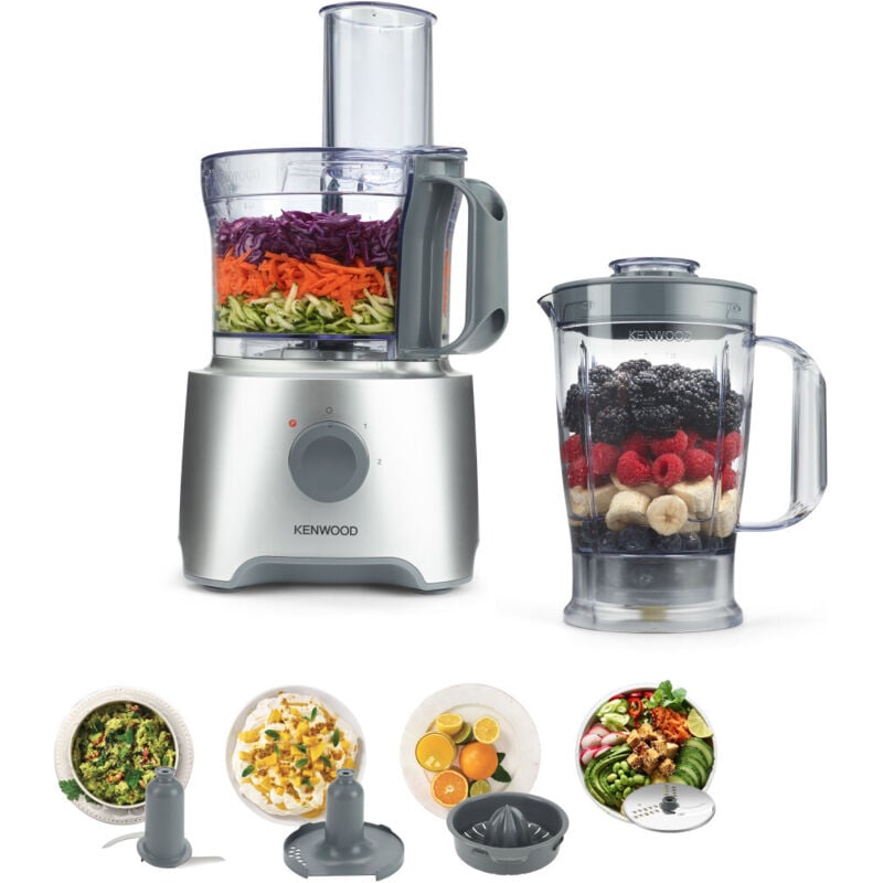 foto del prodotto fdp302si. capacità ciotola 2,1 l, colore del prodotto argento, tipo di controllo manopola. materiali plastica, materiale coltelli acciaio inox.