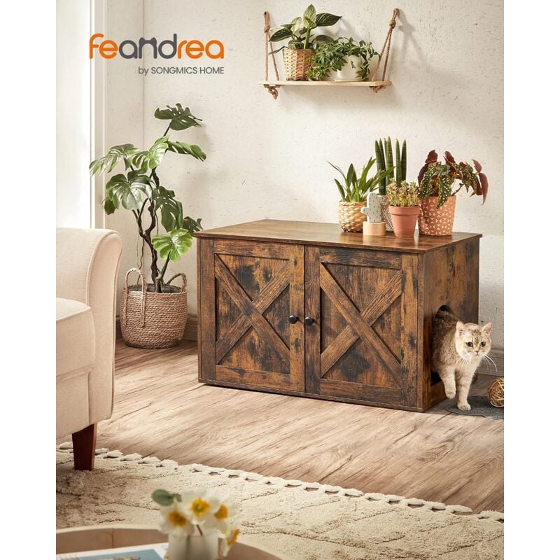 foto del prodotto feandrea mobile lettiera per gatti, marrone vintage da songmics