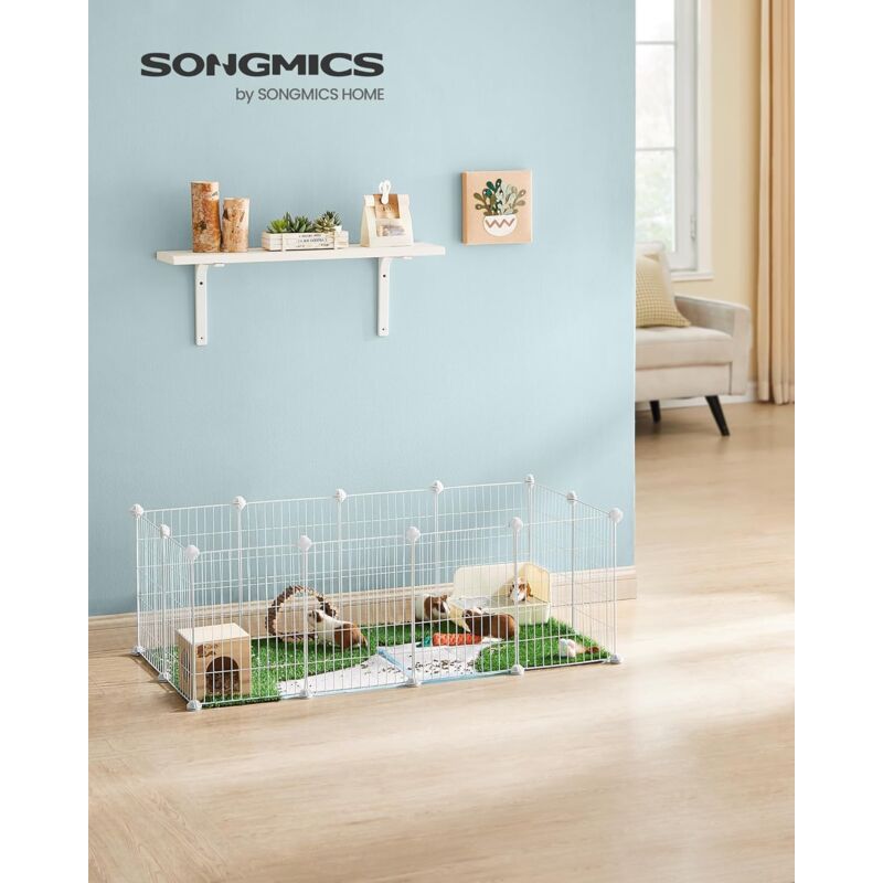 foto del prodotto feandrea songmics parco interno per porcellini d india, gabbia per conigli, grande recinto di esercizio, recinto modulabile in metallo, per
