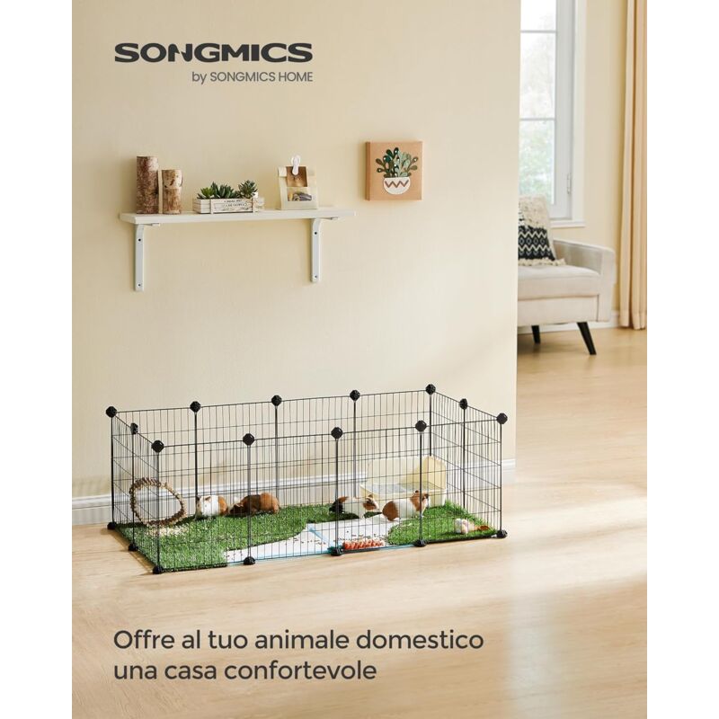 foto del prodotto feandrea songmics parco interno per porcellini d india, gabbia per conigli, grande recinto di esercizio, recinto modulabile in metallo, per
