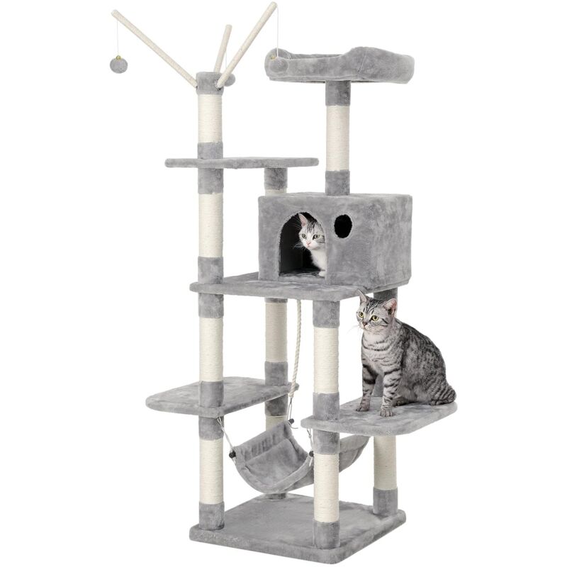 foto del prodotto feandrea tiragraffi gatto albero tira graffi gioco giacattolo gatti altezza 154 cm in sisal naturale da songmics grigio chiaro