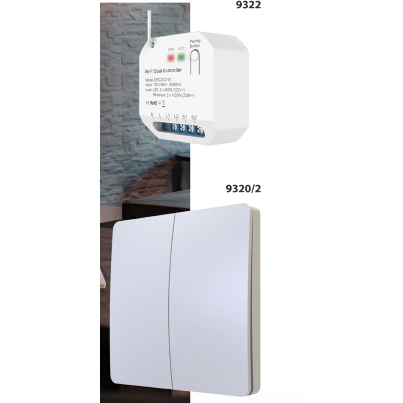 foto del prodotto feb kit elettrica rele tapparelle doppio e pulsante wireless doppio 9304