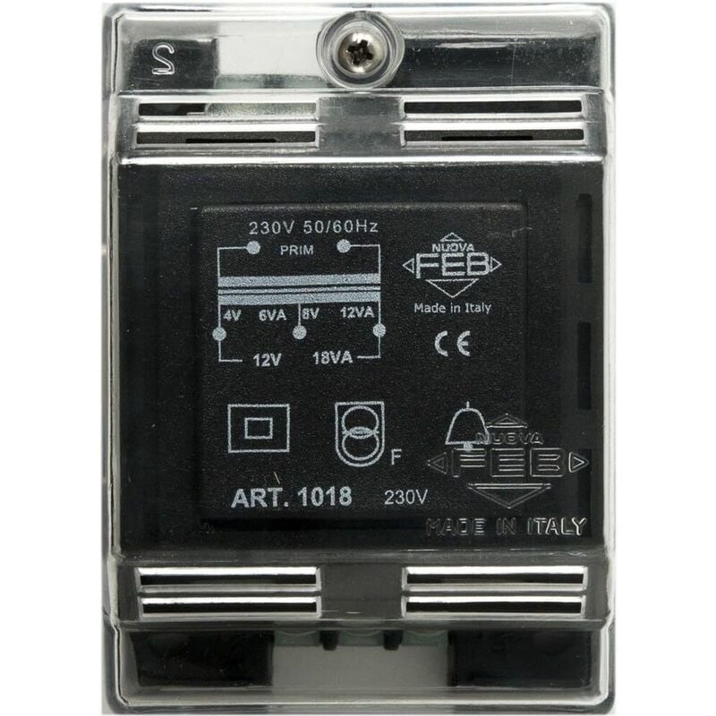 foto del prodotto feb trasformatore da parete 4 8 12v 18va per apriporta campanelli