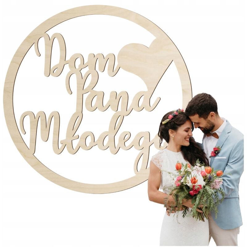 foto del prodotto fede nuziale groom s house iscrizione matrimonio in legno 1pz decorazione 40cm