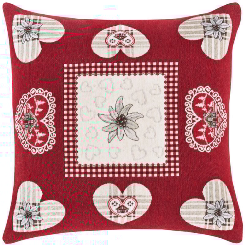 foto del prodotto federa cuscino arredo casa fodera tessuto cinigliato cuori ortles, misura40x40coloreortles