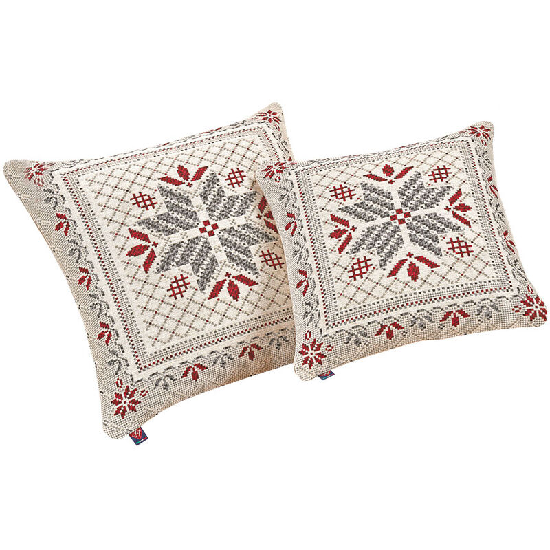 foto del prodotto federa cuscino arredo casa fodera tessuto cinigliato tirolese montagna tricot, misura50x50coloretricot