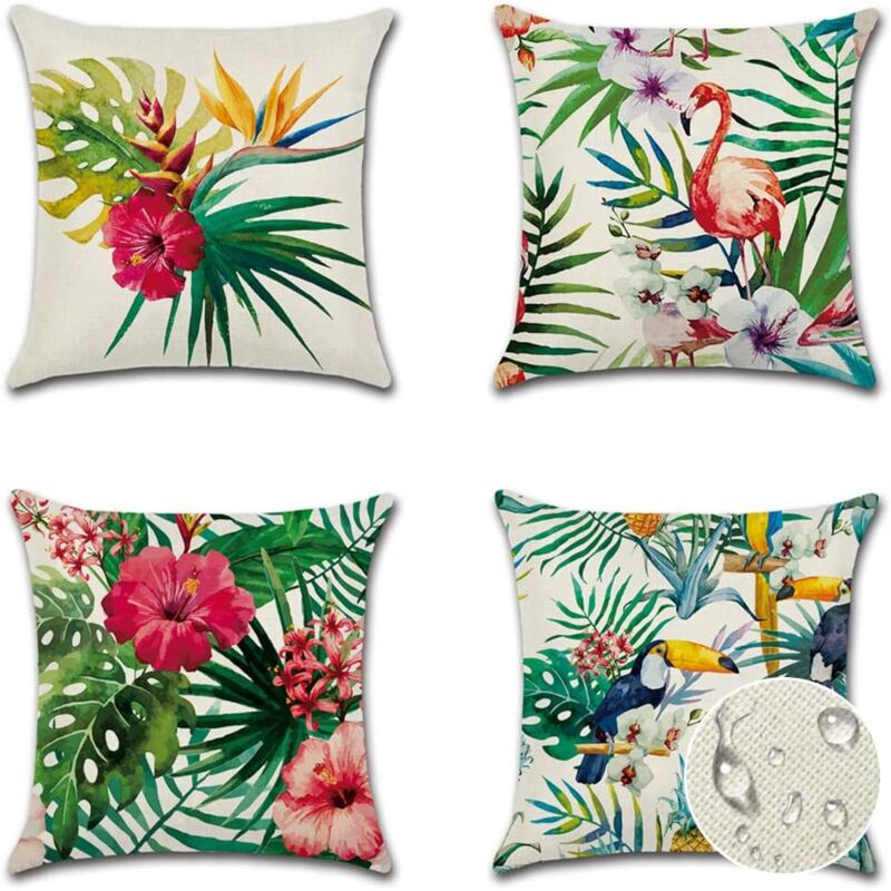 foto del prodotto federa per cuscino 45 x 45 cm con motivo a fiori, uccelli, animali e piante, impermeabile, per divano, soggiorno, camera da letto, decorazione, 4