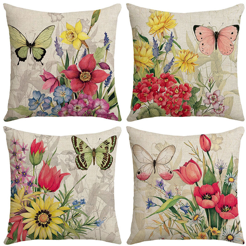 foto del prodotto federa per cuscino 45 x 45 cm con motivo a fiori, uccelli, animali e piante, impermeabile, per divano, soggiorno, camera da letto, decorazione, 4