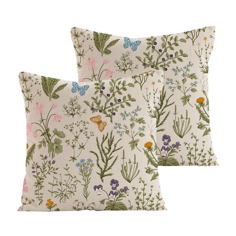 foto del prodotto federa per cuscino 45x45 cm, set di 2 federe decorative con motivo a fiori selvatici, verde salvia, per casa, soggiorno, camera da letto, letto,