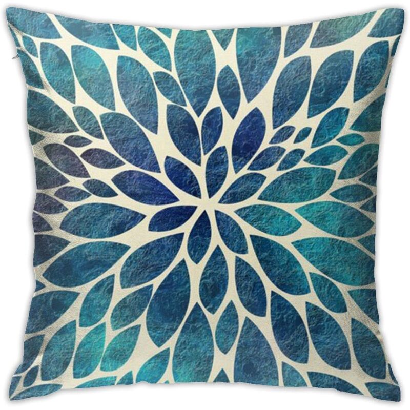 foto del prodotto federa per cuscino con motivo floreale moderno, motivo dalia verde acqua, 45x45 cm, federa decorativa in morbido poliestere per divano, soggiorno,