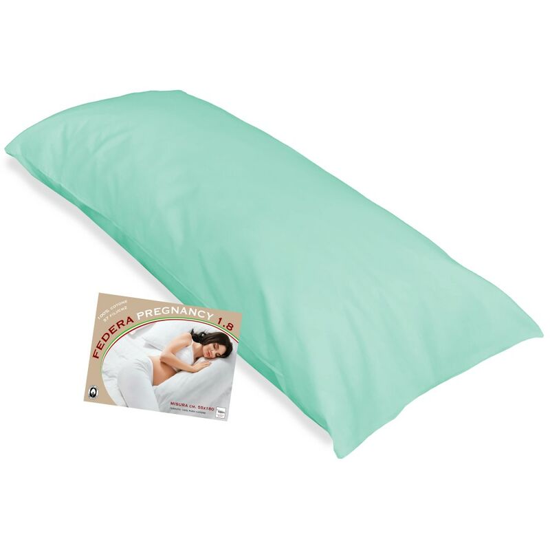 foto del prodotto federa per cuscino gravidanza pregnancy 1.8 misura cm. 55 x 180 verdino