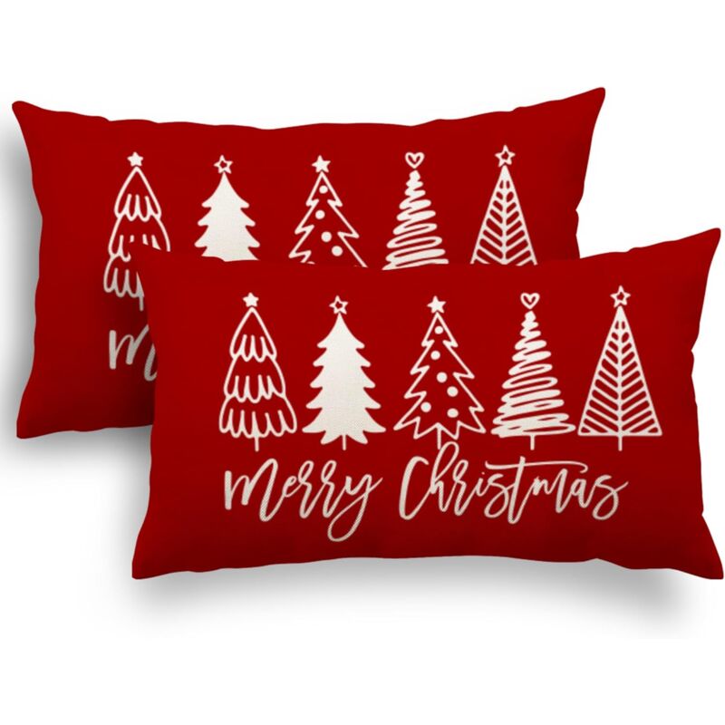foto del prodotto federa per cuscino natalizia 30x50 set di 2 federe per cuscino 30x50 babbo natale alce cotone e lino federa decorativa per decorazione natalizia 30 x