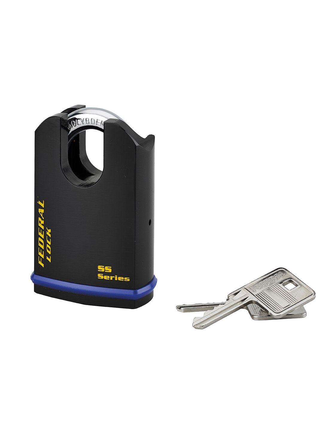 foto del prodotto federal lock lucchetto con chiave 720 p, acciaio, costruzione, arco protetto da molibdeno, 54mm, 2 chiavi, nero thirard