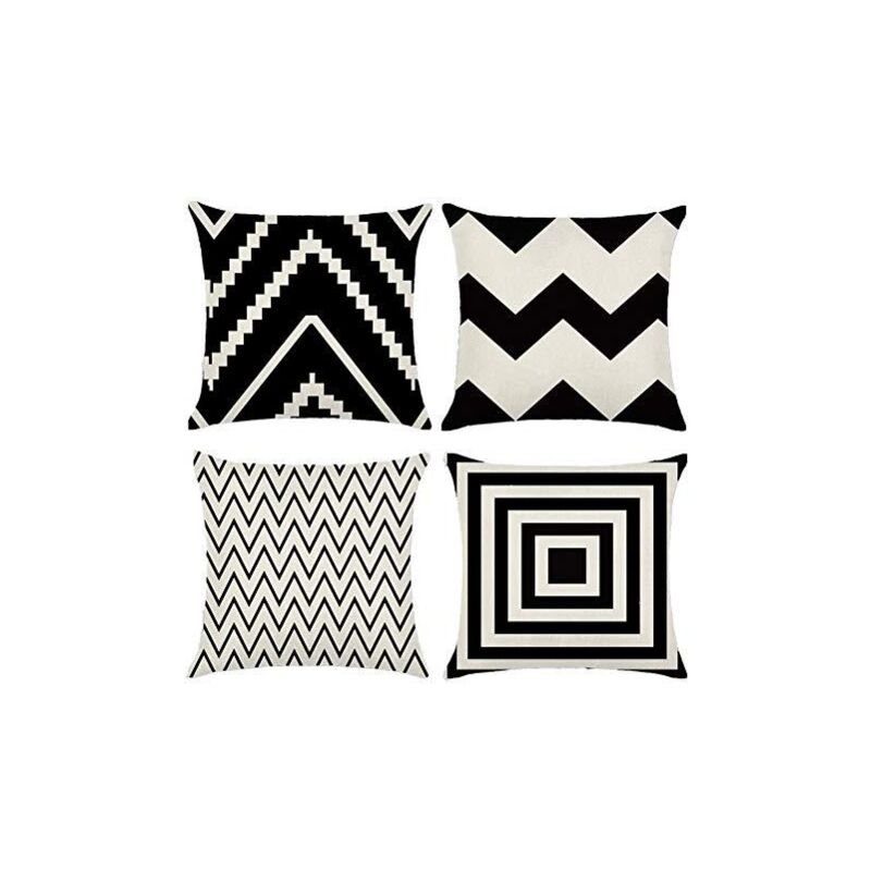 foto del prodotto federe per cuscini 45 x 45 cm, fodera per cuscino decorativa quadrata, federa per cuscino del divano, motivo stampato in bianco e nero, decorazione