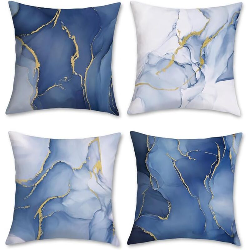 foto del prodotto federe per cuscini in marmo blu 45 x 45 cm, federe decorative moderne in marmo blu e oro astratto, federe blu per divano, patio, arredamento per la
