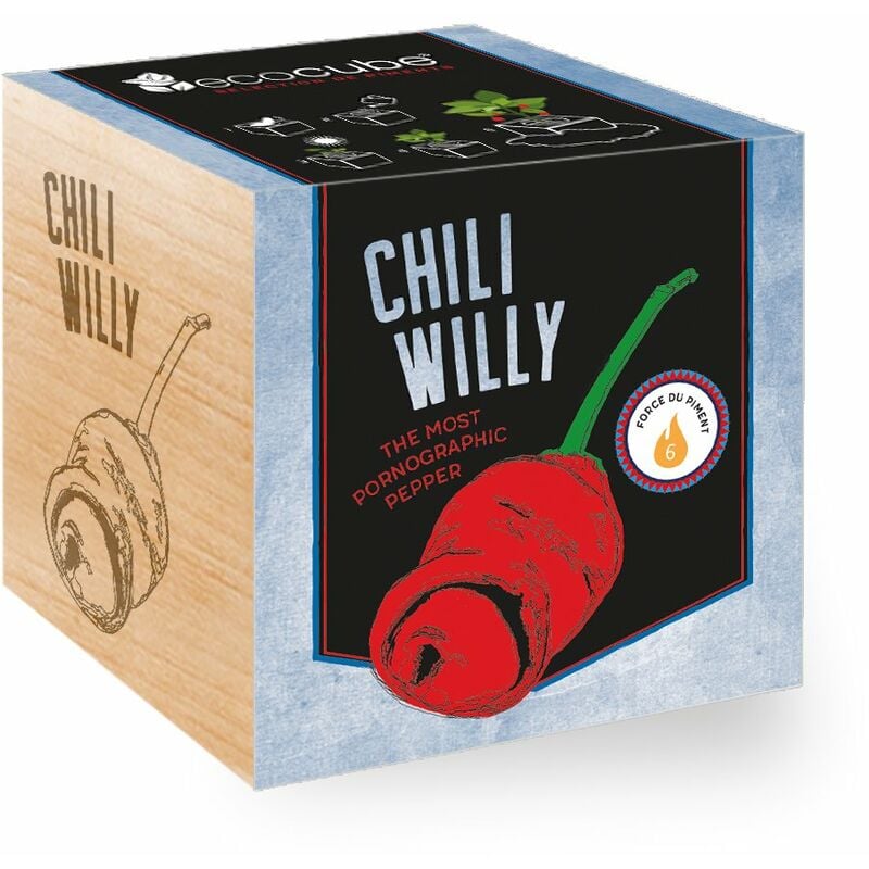 foto del prodotto feel green ecocube, peperoncino willy potenza del piccante 6 , idea regalo 100 ecologica , kit per far crescere la propria pianta, piante in
