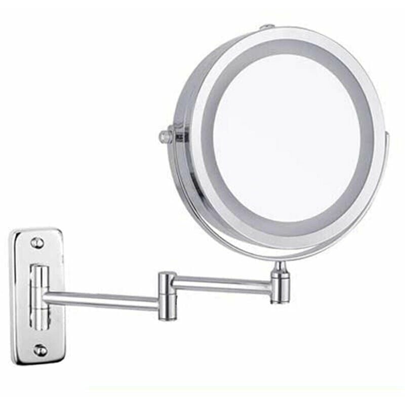 foto del prodotto feelglad specchio per trucco a parete, specchio ingranditore led a doppia faccia 10x, specchio cosmetico allungabile girevole a 360 , alimentato a