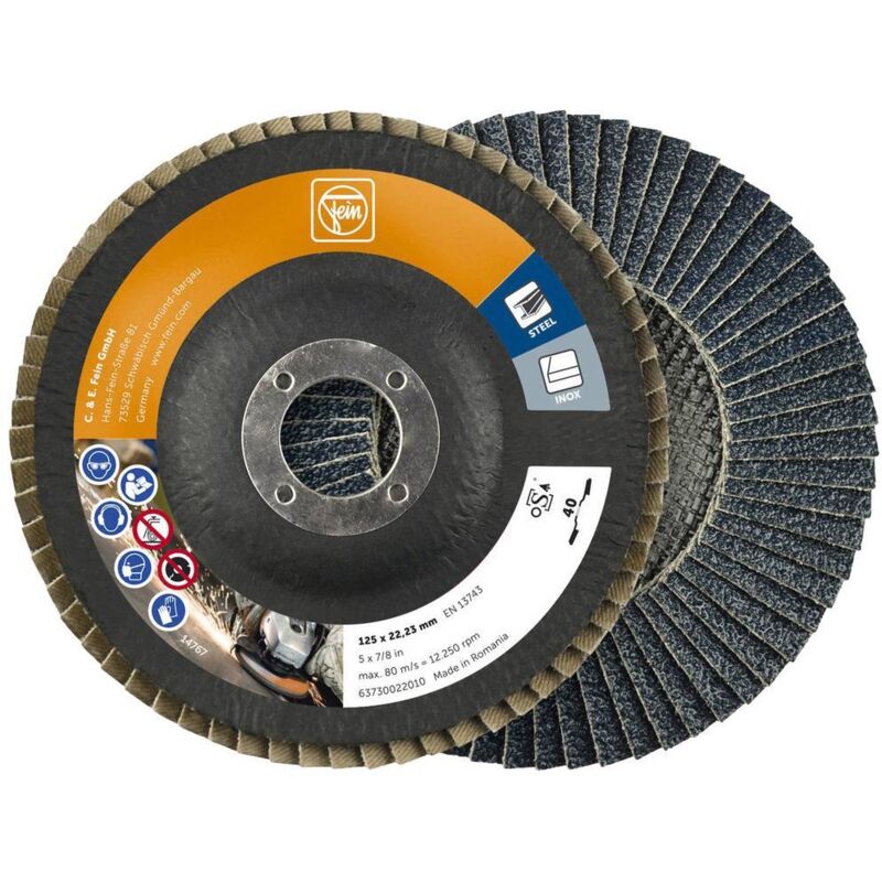 foto del prodotto fein 63730022010 disco a lamelle diametro 125 mm foro 22.23 mm 10 pz.