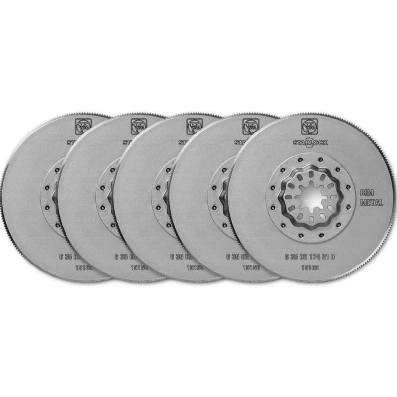 foto del prodotto fein lama da taglio hss 85 mm, conf, 5 pz., attacco starlock, forma circolare, dentatura metallica, lama bimetallica