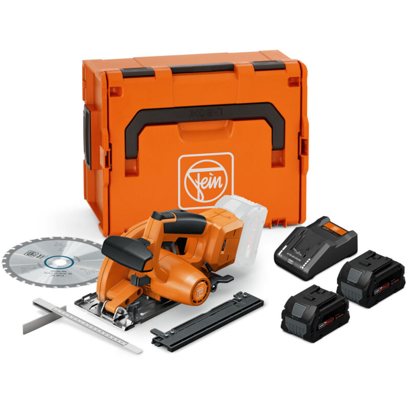 foto del prodotto fein set di seghe circolari portatili a batteria per metallo f iron cut 57 as, 2x 8,0 pc e caricatore in l boxx