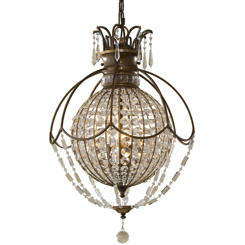 foto del prodotto feiss elstead bellini lampadario a 3 luci con lampadario a sospensione in bronzo britannico, bronzo ossidato, e14