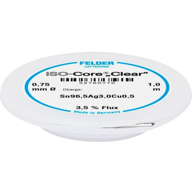 foto del prodotto felder l ttechnik felder iso core clear sac305 stagno per saldatura bobina sn96,5ag3cu0,5 0.75 mm