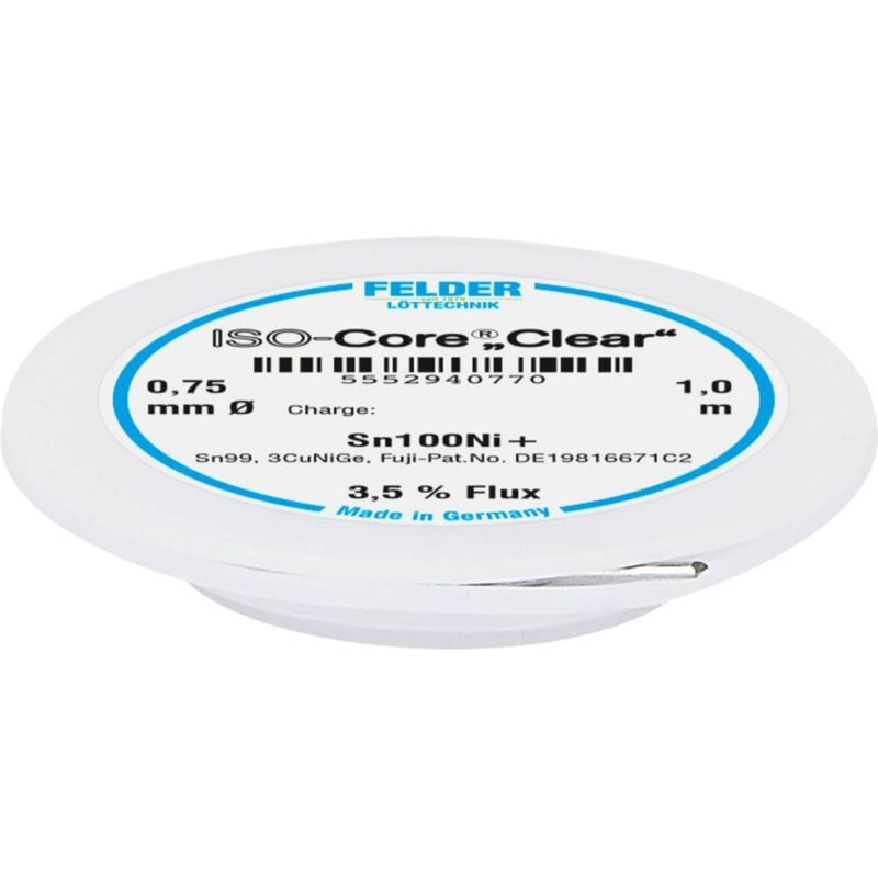 foto del prodotto felder l ttechnik felder iso core clear sn100ni stagno senza piombo bobina sn99,25cu0,7ni0,05 0.75 mm