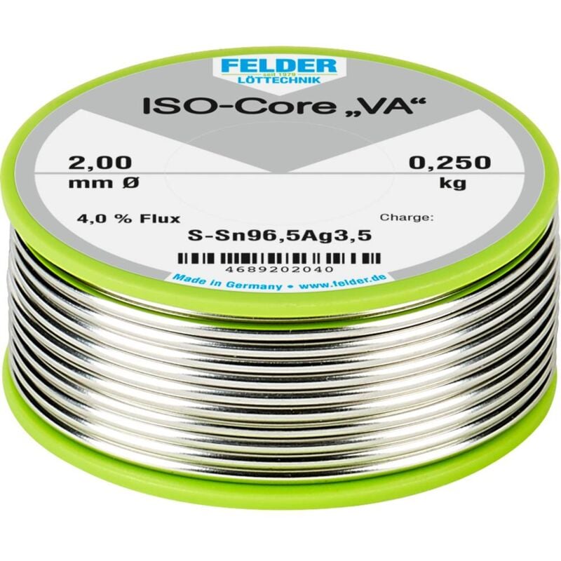 foto del prodotto felder l ttechnik felder iso core va stagno per saldatura bobina sn96,5ag3,5 0.250 kg 2 mm
