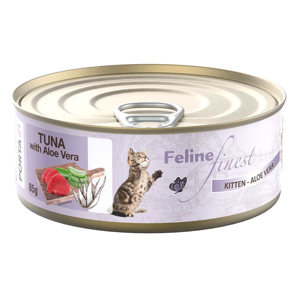 foto del prodotto feline finest 85 g alimento umido per gatti kitten tonno con aloe