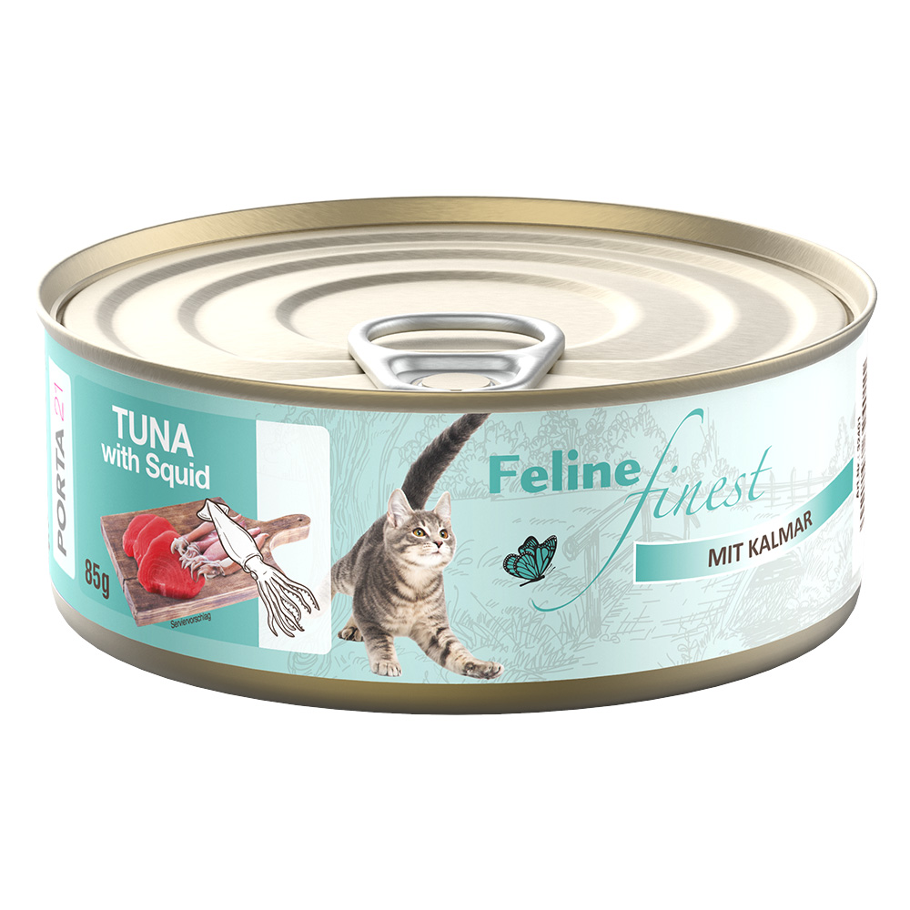 foto del prodotto feline finest 85 g alimento umido per gatti tonno con calamari