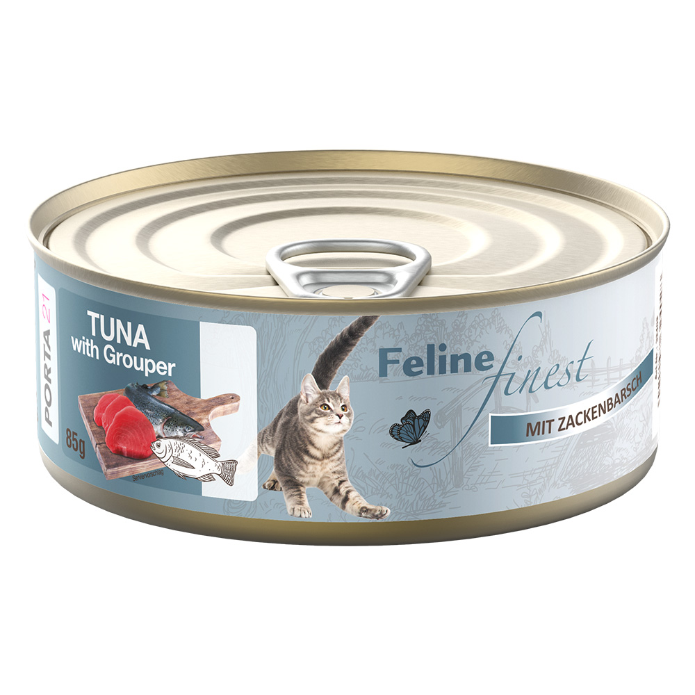 foto del prodotto feline finest 85 g alimento umido per gatti tonno con cernia