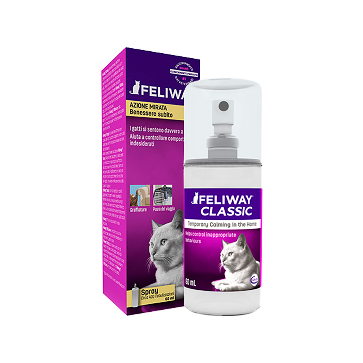 foto del prodotto feliway classic spray 60 ml 1 ordine scegli lo sconto bzr5 bzr20 200 punti fedelt 