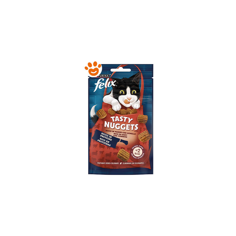 foto del prodotto felix cat tasty nuggets manzo e agnello felix cat tasty nuggets manzo e agnello confezione da 50 gr purina